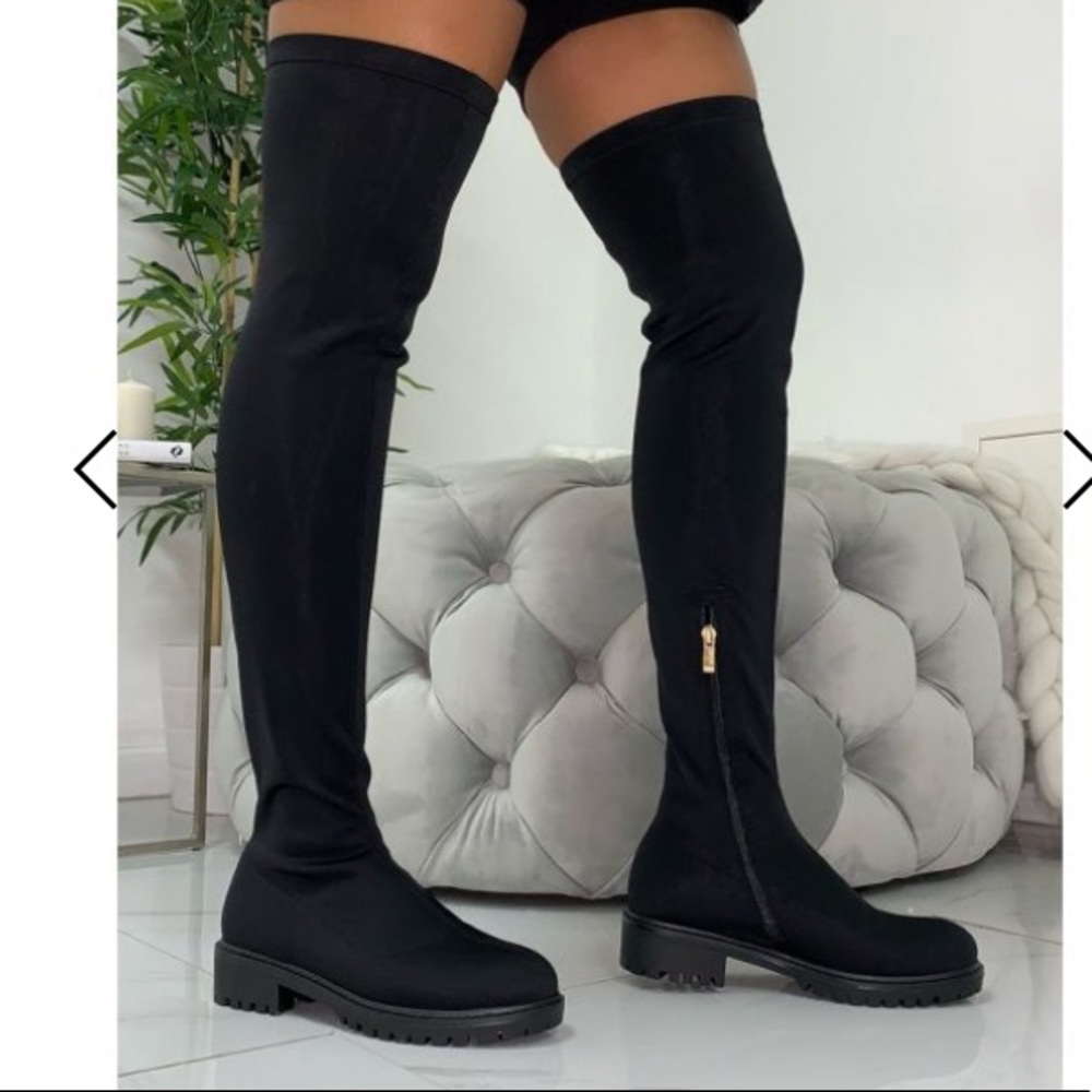 Simmi London Jamie Black Lycra Flat Boots